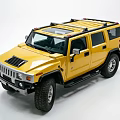 Yellow Hummer SUV With Roof Rack And Off Road Exterior Features