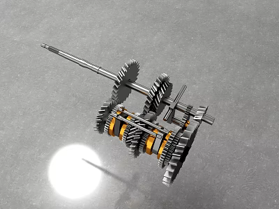 Intelligent Machine Mechanical Structure With Gears Metal Shaft And Yellow Details 3d model