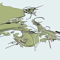 Modern Landscape Architecture Design With Curved Paths And Green Spaces