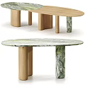 Various Modern Dining Tables With Marble Tops And Wooden Legs In Stylish Design