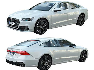 Audi White Luxury Sporty Sedan With Sleek Design Black Alloy Wheels Front Rear View 3d model