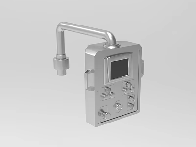 Industrial Control Device With Digital Display Screen Metal Pipe And Control Knobs 3d model