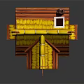 Whimsical Cartoon Cottage Featuring Yellow Straw Roof Orange Frame And White Walls With Arched Windows