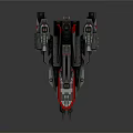 Futuristic Sci-Fi Spaceship 3D Model With Red Black Design And Mechanical Details 3d model