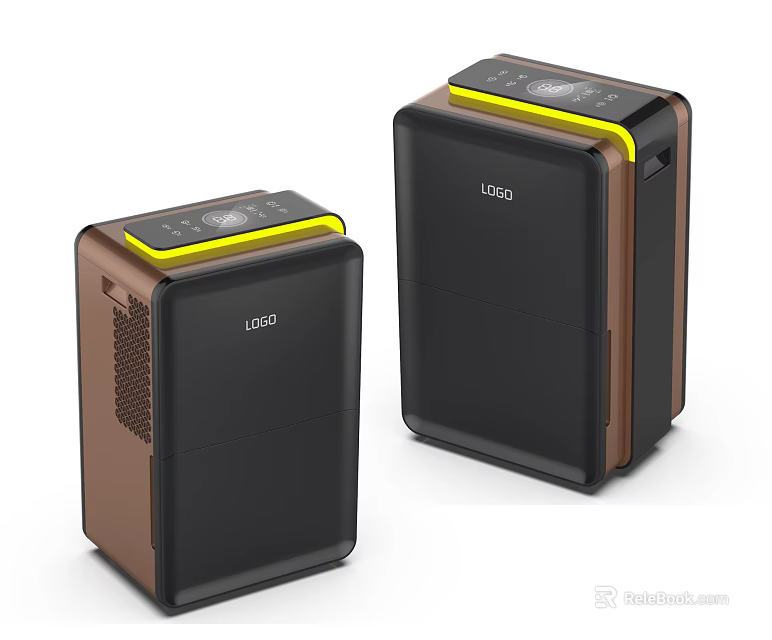 LADU Modern Household Electrical Appliances Two Sizes Black Brown Yellow Accents 3d model 
