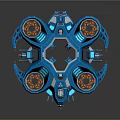 Detailed Futuristic Blue Sci Fi Mechanical Platform With Circular Components And Control Panels 3d model