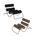Modern Lounge Chair Design With Metal Frame And Cylindrical Cushions In Black And Brown