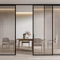 Elegant Modern Sliding Doors With Grid Design In Dining Room Interior