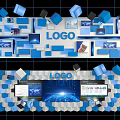 Exhibition Hall Culture Wall With Geometric Design Logo And Digital Display Screens