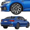 Blue Volkswagen Sedan Showcasing Front And Rear Views