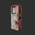 Old Red And White Public Phone Booth Facility With Worn Exterior And Rusty Details