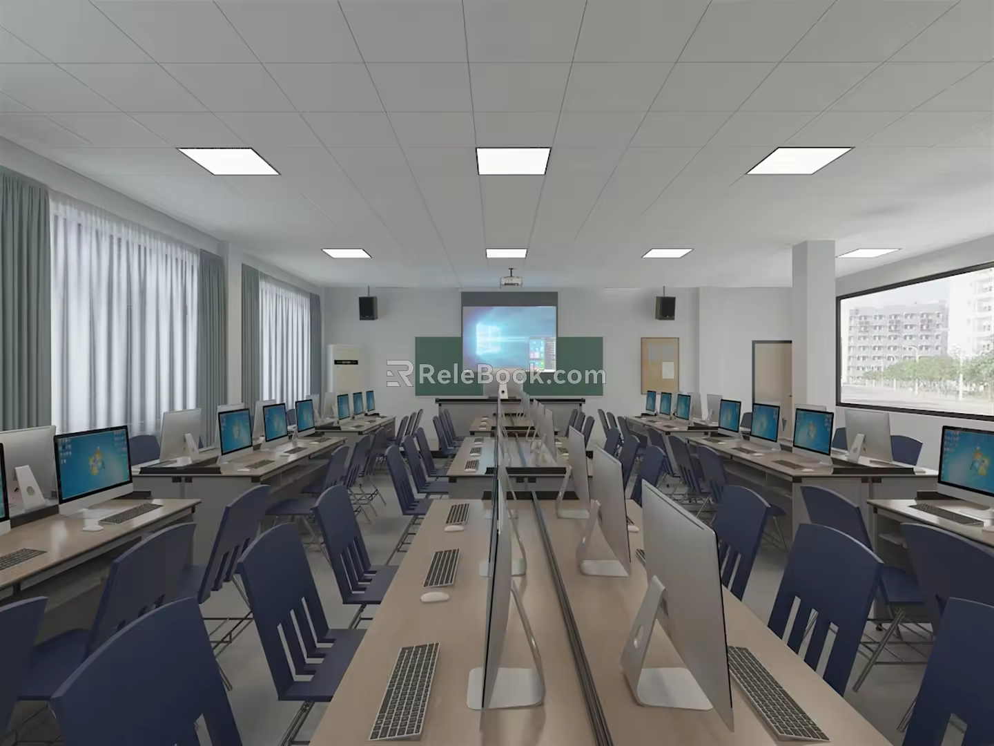 Modern Classroom Multimedia Classroom 3d model
