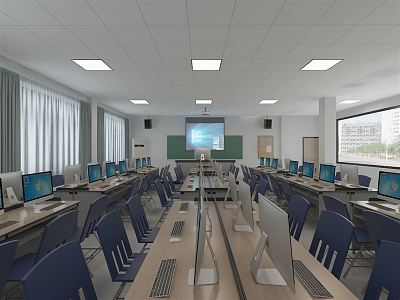 Modern Classroom Multimedia Classroom 3d model