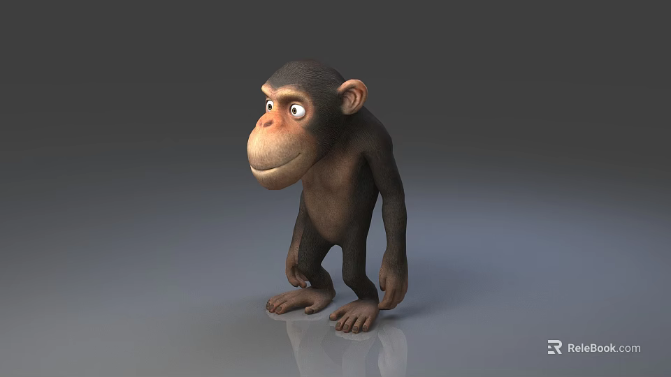 Cartoon Monkey Character 3D Render With Standing Pose And Playful Expression 3d model