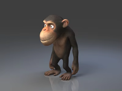 Cartoon Monkey Character 3D Render With Standing Pose And Playful Expression 3d model