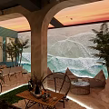 Tropical Bar Interior Design With Lush Green Plants And Cozy Seating Areas