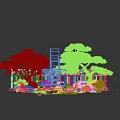 Japanese Courtyard Garden With Red Maple Pine Trees Wooden Fence Stones Lanterns Moss And Pebbles