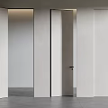 Modern Light Colored Hinged Doors With Black Frames In Open Position For Home Interior 3d model