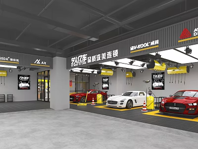 Auto 4S Shop Professional Car Beauty Decoration Services With Multiple Cars And Equipment 3d model