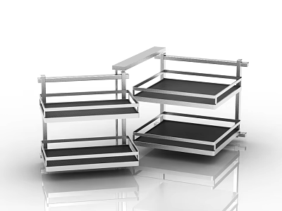 Modern Metal Open Cabinet Rack With Multiple Black Shelves For Kitchen Storage 3d model