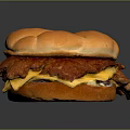 Appetizing Hamburger With Soft Golden Bun Juicy Purple Patty And Melted Cheese