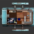 Vintage Blue Miniature Structure With Transparent Curved Cover And Rusty Pipes