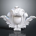 Classical White Decorative Ornament With Scroll Foliage And Oval Center Design