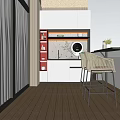 Modern Home Balcony Design With White Curtains Potted Plants And Seating Chairs