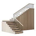 Modern Staircase Design With Glass Railing Wooden Treads And Sleek Metal Frame