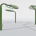 Three Green Leaf Shaped Metal Decorative Structures For Garden Ornaments 3d model