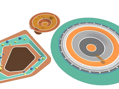 Children's Play Area With Circular Structures Colorful Rings And Irregular Shaped Zones 3d model
