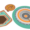 Children's Play Area With Circular Structures Colorful Rings And Irregular Shaped Zones