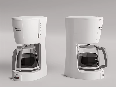 Two White Modern Coffee Makers As Essential Kitchen Appliances For Home Use 3d model