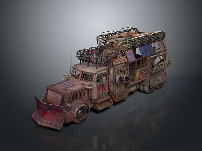 Vintage Rustic Truck With Rusted Exterior And Metal Roof Rack Details 3d model