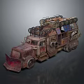 Vintage Rustic Truck With Rusted Exterior And Metal Roof Rack Details