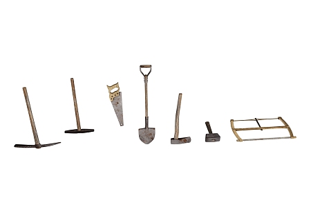 Hardware Tools Pickaxe Saw Spade Axe Hammer 3d model