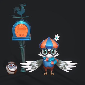 Cute Owl Anime Characters 3d model