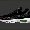 Black Sporty Sneakers With White Sole Red Worldwide Text And Green Accents Air Cushion Design