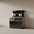 Modern Black Silver Integrated Kitchen Appliance With Stove Hood Oven And Pots