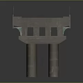 Concrete Bridge Structure With Road Surface Yellow Line Railings Mossy Texture And Piers