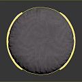 Modern Round Stool With Gold Metal Frame And Purple Upholstered Seat