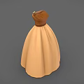 Elegant Strapless Tan Dress with Waist Flower Detail and Full Skirt