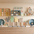 Colorful Decorative Shelves for Kids Room with Rabbit Decor Cactus Shapes and Toys