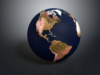 High Quality 3D Globe Rendering Showing Detailed Earth Continents And Oceans 3d model
