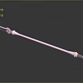 Fantasy Polearm Weapon With White Shaft Golden Accents And Red Gemstone Tip