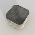 Square Gray Ottoman Featuring Vertical Striped Design And Modern Textured Surface 3d model