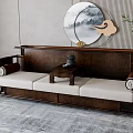 New Chinese-style three-person sofa 3d model