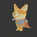 Adorable Corgi Plush Toy Wearing Blue Super Costume With Red Cape