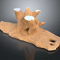 Natural Stump Shaped Wooden Decorative Base With White Stone Tabletop Design