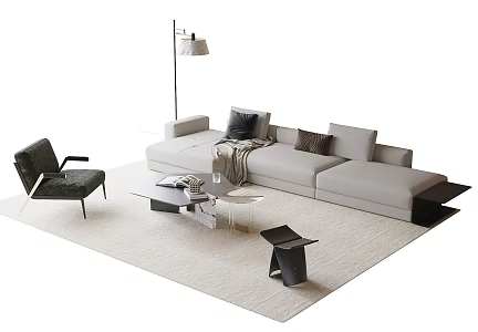 Modern sofa coffee table combination 3d model